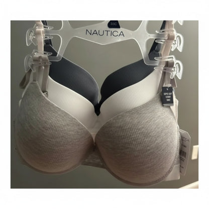 Nautica Intimates 3pk Multicolor Super Soft Light Lift Bra Set, Size 38C, NWT!
