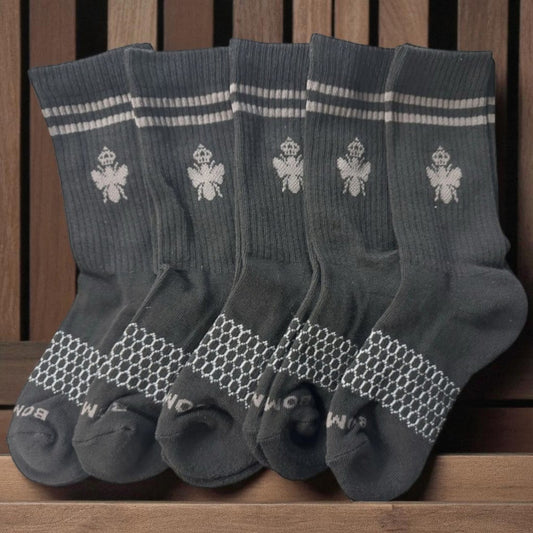 BOMBAS 5 PACK Mens Calf Crew Socks Black Medium