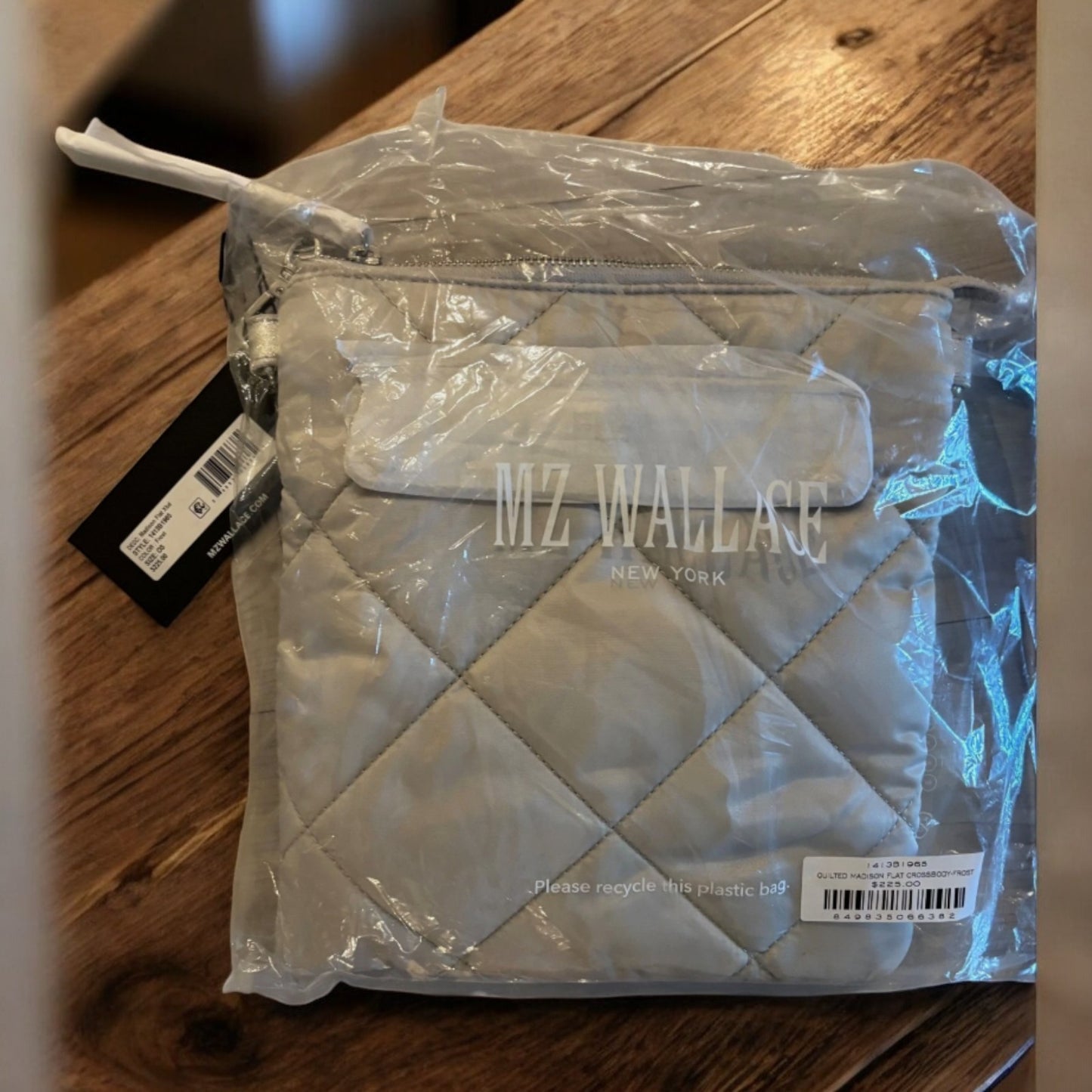 MZ WALLACE Madison Flat Crossbody, Frost - NWT -  Pockets: 6 Inside & 2 Outside