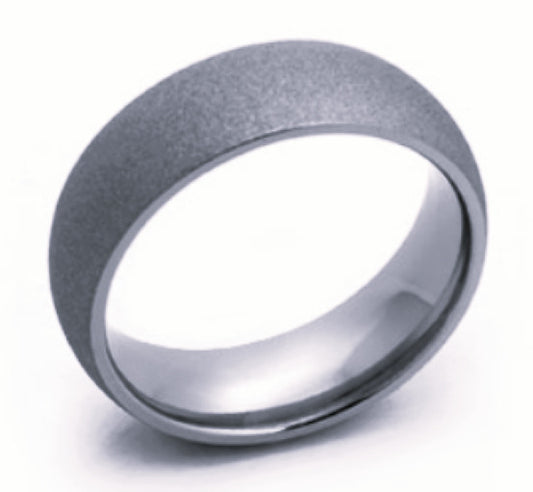 8mm Tungsten Domed Ring with Sandblast Finish