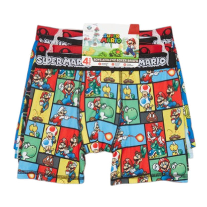 Nintendo Boys Super Mario Kart Boxer Briefs Underwear, 4-Pack, Sizes XS-L