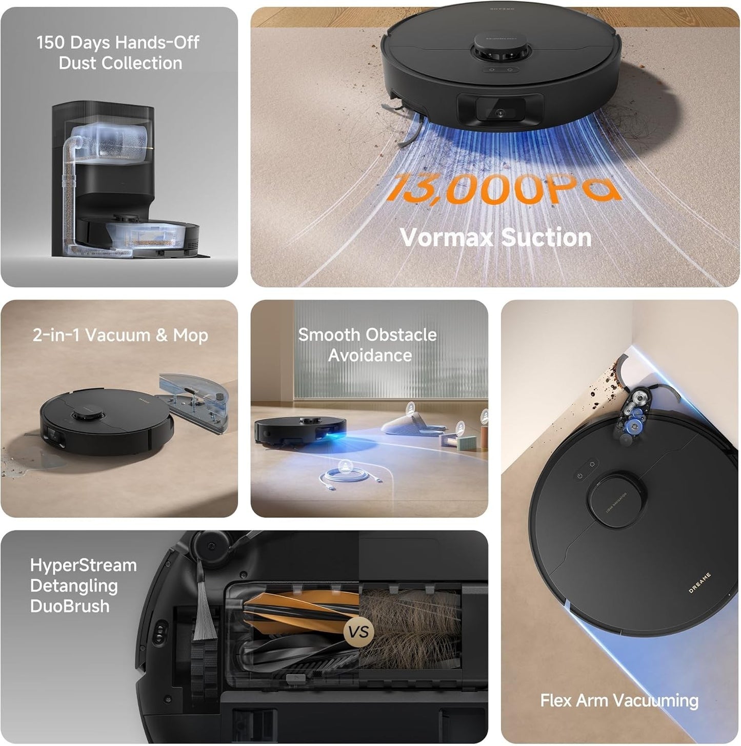 D20 Plus Robot Vacuum and Mop, 13,000Pa Suction, Self-Emptying with 5L Dust B...
