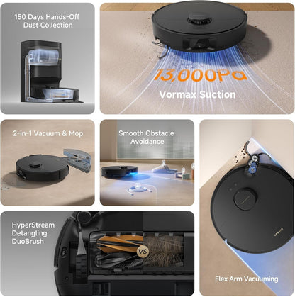 D20 Plus Robot Vacuum and Mop, 13,000Pa Suction, Self-Emptying with 5L Dust B...