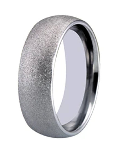8mm Tungsten Domed Ring with Sandblast Finish