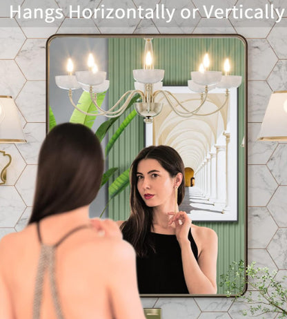 LOAAO 22”X30” Bronze Rounded Rectangle Metal Frame Bathroom Mirror (C5676)