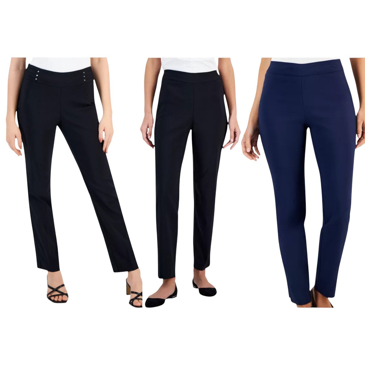 JM Collection Petite Tummy-Control Comfort waistband Pants, Black or Blue