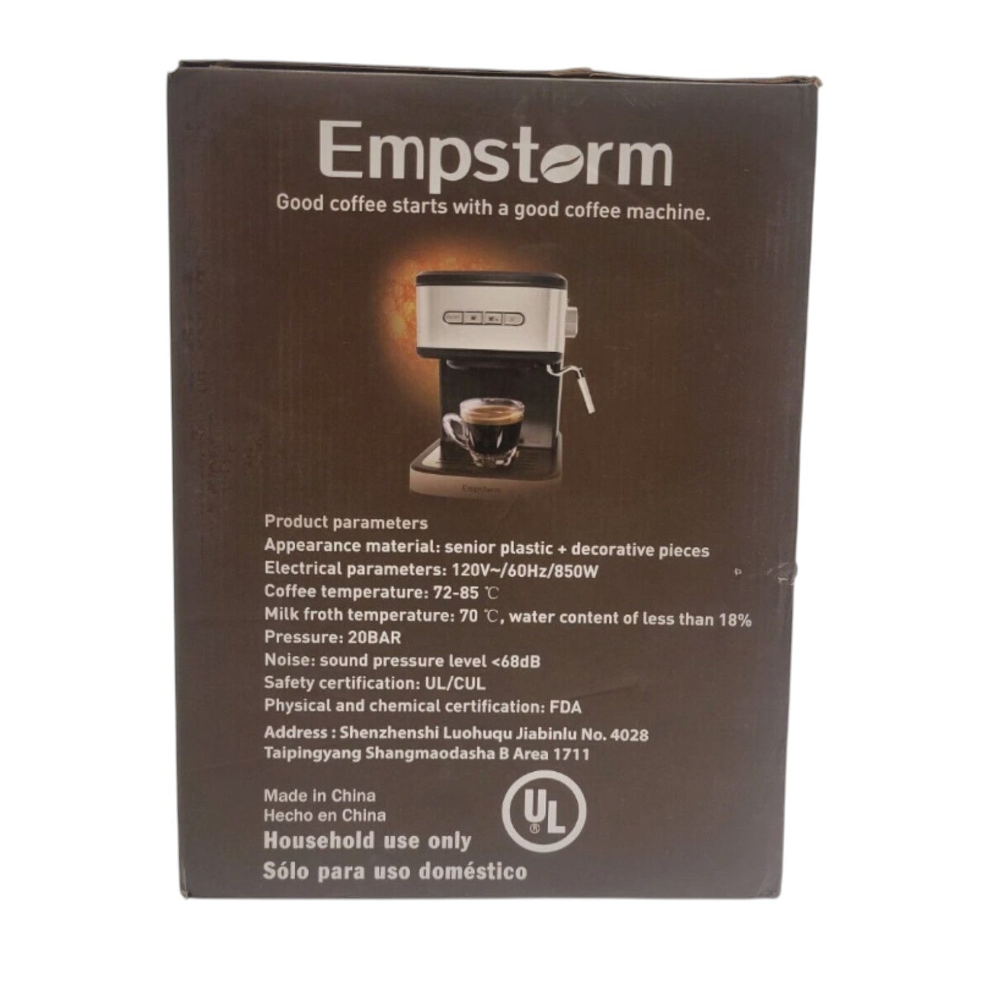 Empstorm Espresso Machine 20 Bar, 2 in 1 Espresso w/Steam pressure coffee Maker