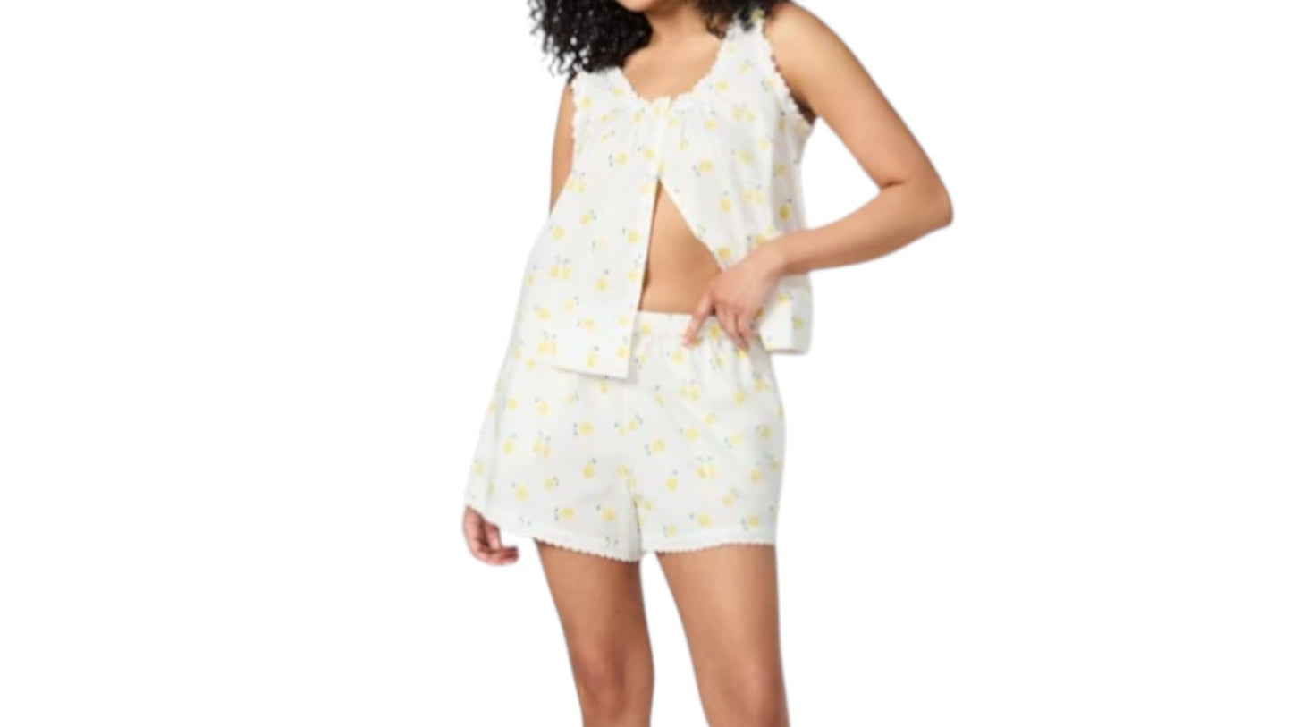 Gap 2 Piece Pajamas Set Women’s Sz Large Black Shorts Button Top Rayon Stretch