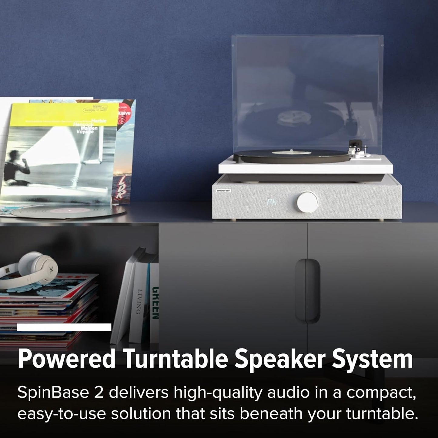 Speaker System Turntable Phono Bluetooth Optical Input Remote Black Andover
