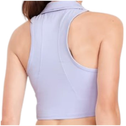Old Navy Women's Powersoft Crop Polo Tank Top Collar Sleeveless GOLF PICKLEBALL!