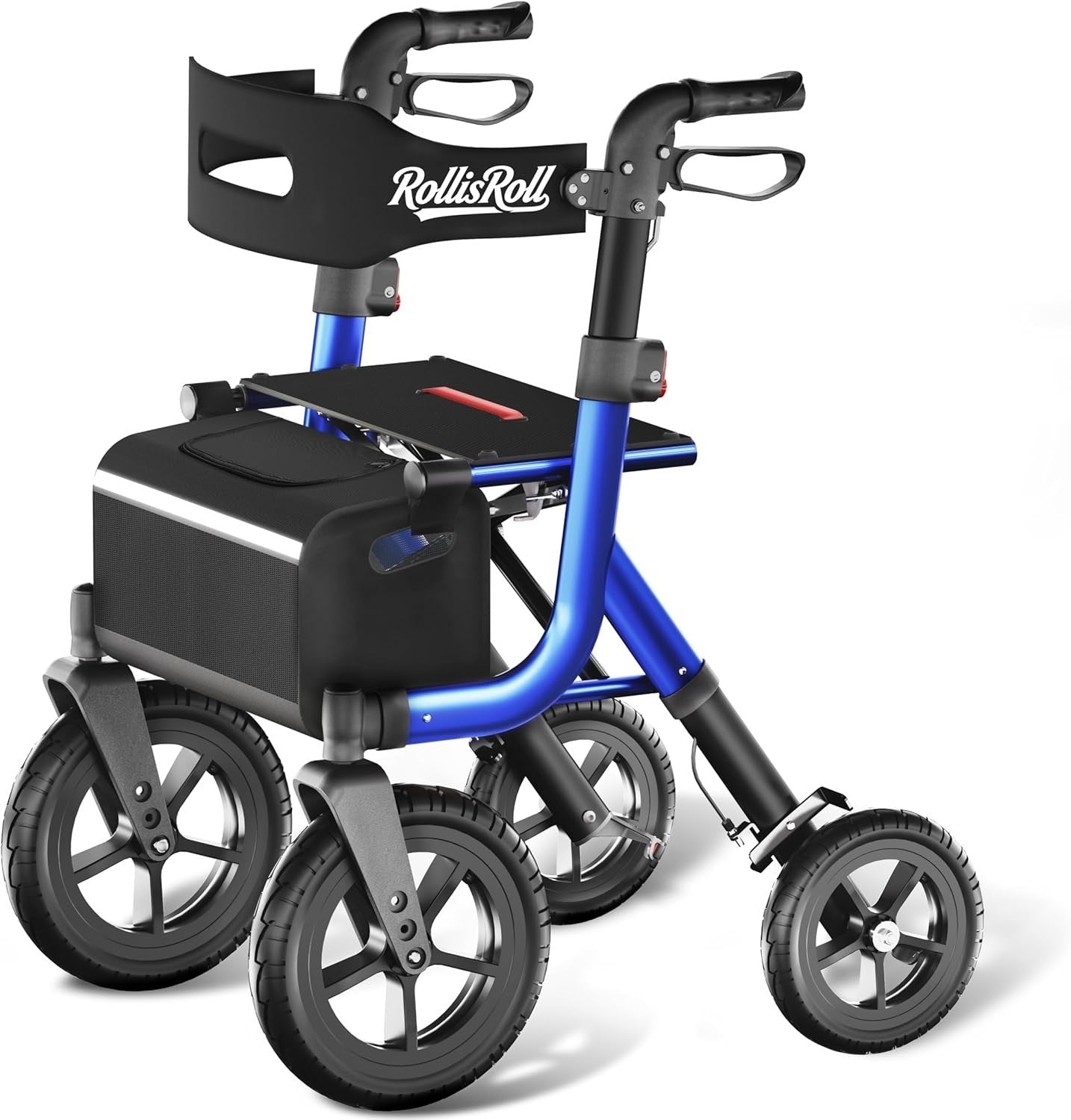 RollisRoll Walkers for Seniors, Rollator Walker with Seat, 12" Big Wheels