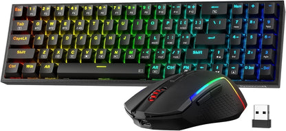 Redragon S136 Gaming Keyboard & Mouse Combo, 75% K628 Tri-Mode Wireless RGB