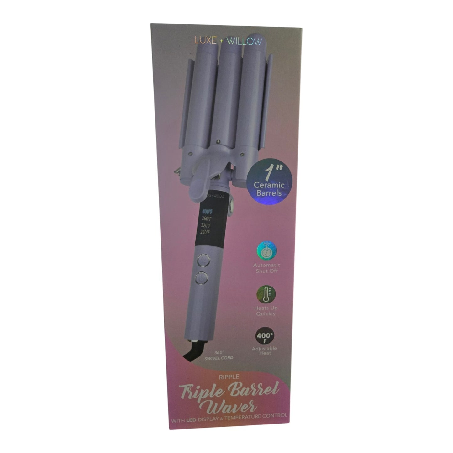 Luxe + Willow Ultra Ripple Effect Triple Barrel Waver. 1 Inch New Digital