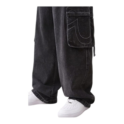 True Religion Carpenter Pants Big T & Super T Baggy Cargo Pants, Black or Canvas