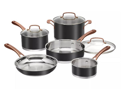 Cuisinart 8pc Pots & Pan Matte Stainless Steel Cookware Set Black Bronze Handles