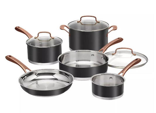 Cuisinart 8pc Pots & Pan Matte Stainless Steel Cookware Set Black Bronze Handles