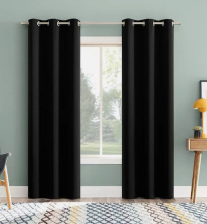 Sun Zero Tedrow 100% Blackout Grommet Black Curtain 2 Panel Pair, 37"W x 63"L