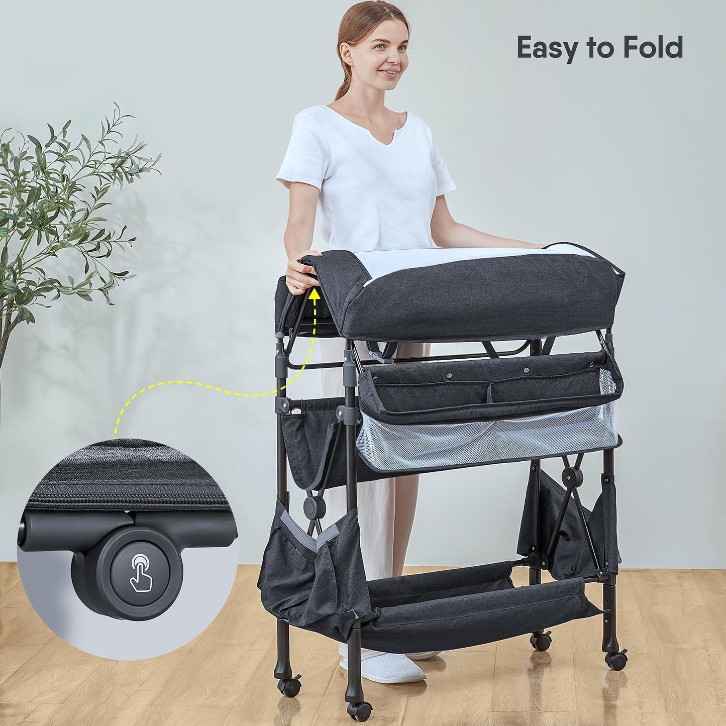 Portable Baby Changing Table with 2 Storage Baskets, Foldable Changing Table ...