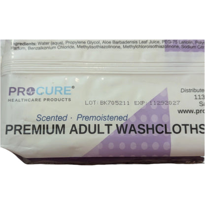 ProCure Premium Adult Washcloths PC263S 8 in x 10 in 50 count exp: 11/2027