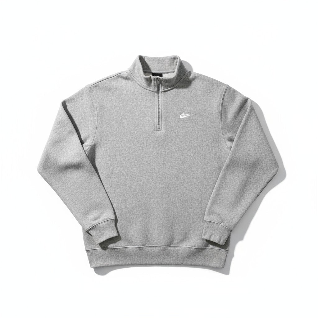 Nike Sweatshirt Club 1/2 Zip Fleece - Pullover - Dark Grey Heather/White