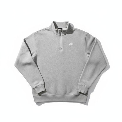 Nike Sweatshirt Club 1/2 Zip Fleece - Pullover - Dark Grey Heather/White