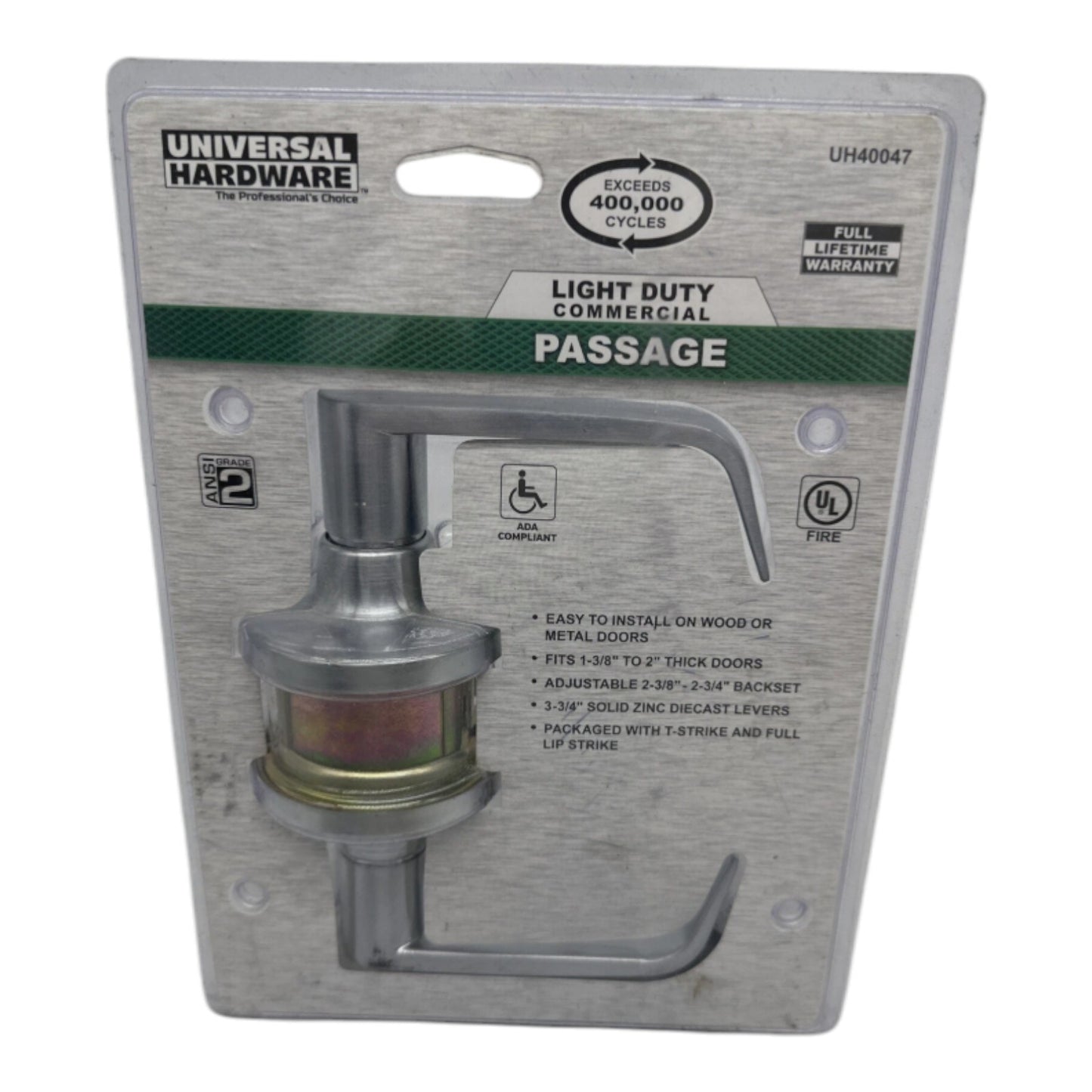 Universal Commercial 2-3/4" Satin Chrome Standard Duty Hall/Closet Door Lever