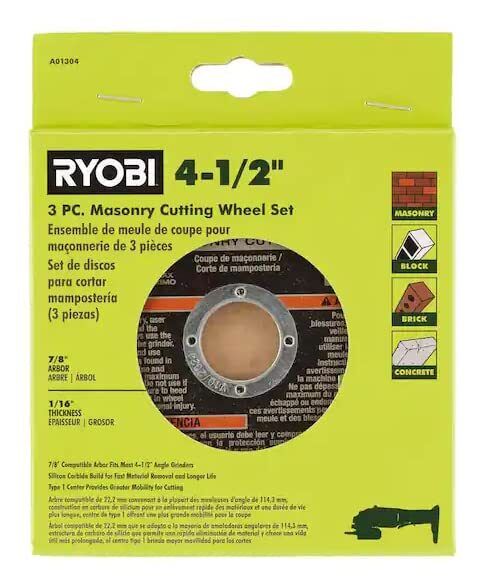 Ryobi 3pc Masonry Cutting Wheel Set 4 1/2" Cutting Wheels