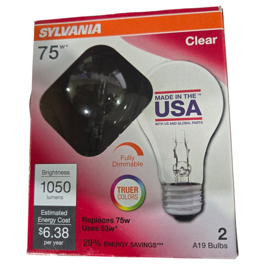 Sylvania Light Bulb (2 pack) | 75 watt - 120 volt - A19 - E26 Base