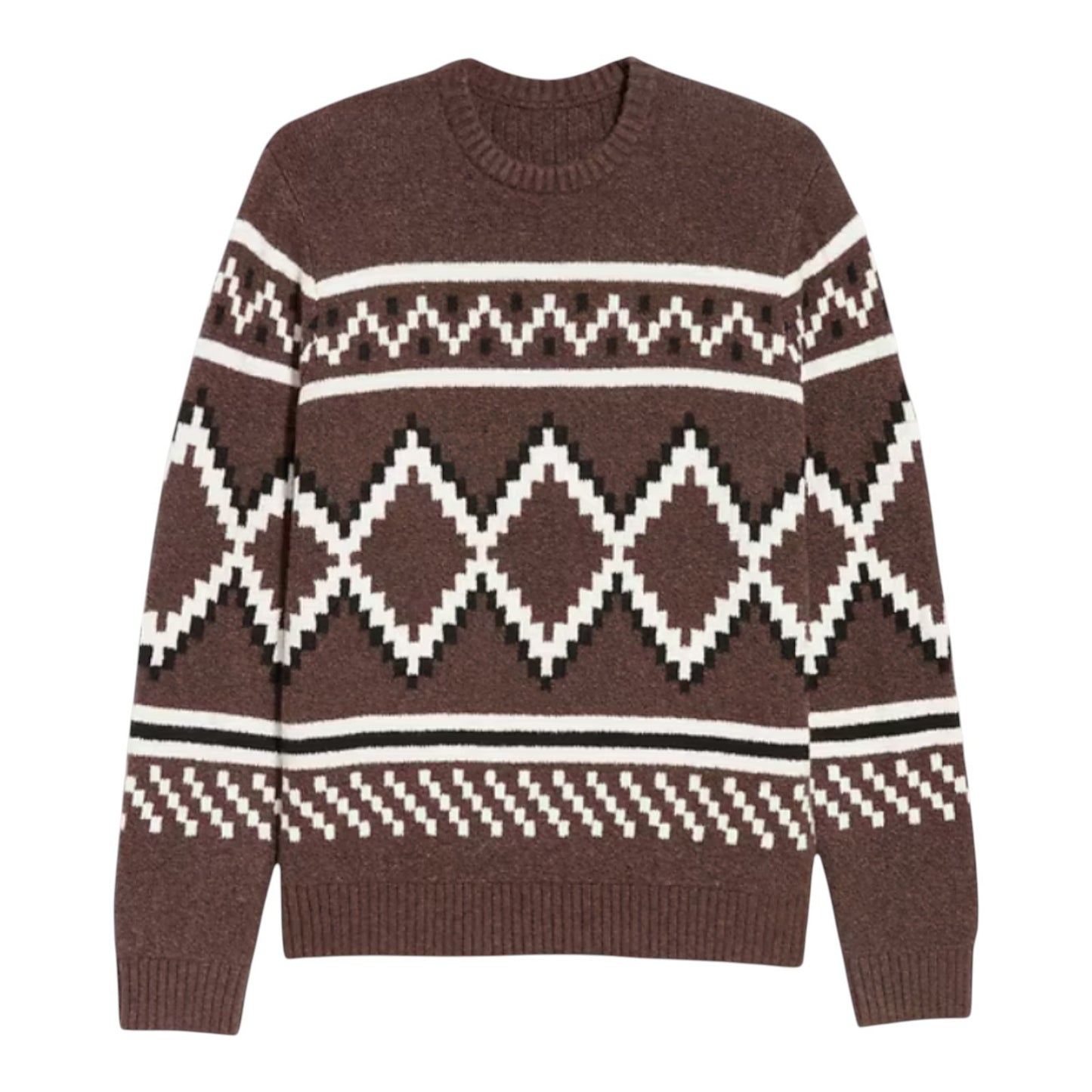 NWT - Old Navy SoSoft Crew-Neck Sweater - Brown Fair Isle