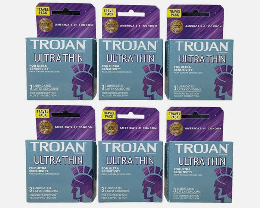 6 Pack- Trojan Ultra Thin Ultra Sensitivity Lubricated Latex Condoms *EXP 1/29*