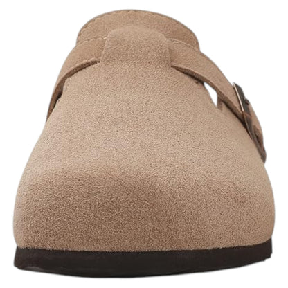 KIDMI Women's Suede Clogs Leather Mules Cork Footbed Sandals Potato Shoes | Sz10