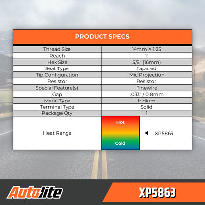 Autolite XP5863 Iridium XP Spark Plug, Pack of 1