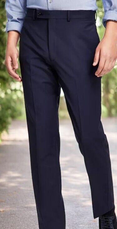 Calvin Klein Men's Slim-Fit Wool Infinite Stretch Suit Pants, Navy, 40W x 32L