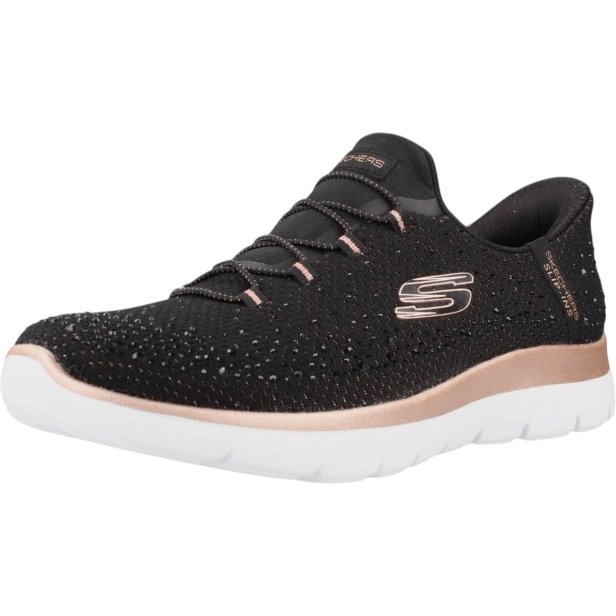Women's Skechers Slip Ins Summit Brilliant Shine Sneakers Black or White Availab