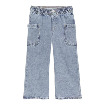 Old Navy Pull-On Baggy Wide-Leg Cargo Jeans for Toddler Girls, Light or Med Wash