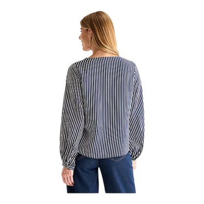LIZ CLAIBORNE BLOUSE/SHIRT 3/4 SLV V-NECK STRIPED TOP NEW $44 TUNIC BLUE/WHITE