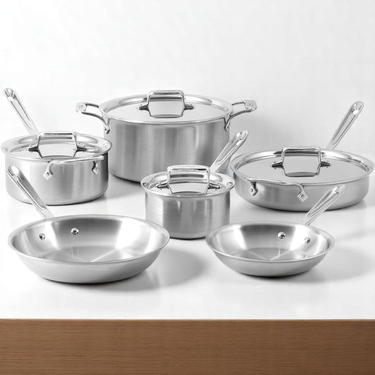 Brand New All-Clad D5 5-Ply Brushed Stainless Steel Cookware Set 10 Piece Set