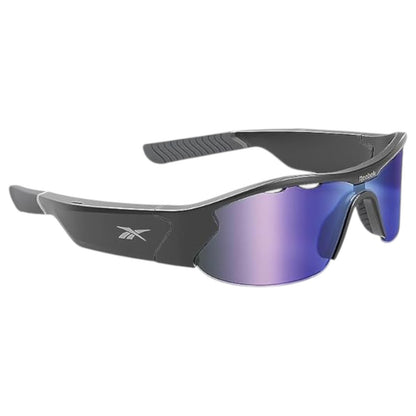 Reebok Octane Smart Audio Sunglasses, Matte Black Frame, Purple Mirror Lens