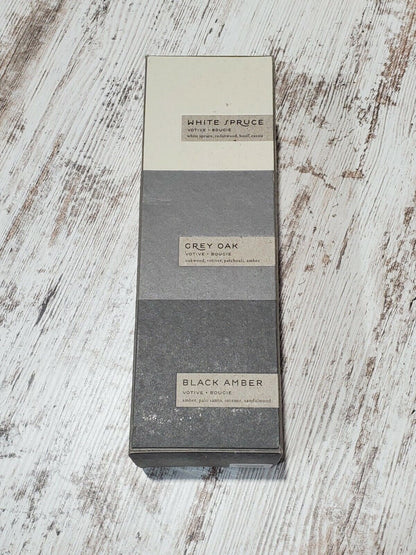 Mason Ceramic Scented Candles, Ivory/Graphite Gray/Charcoal, Mini, Set of 3