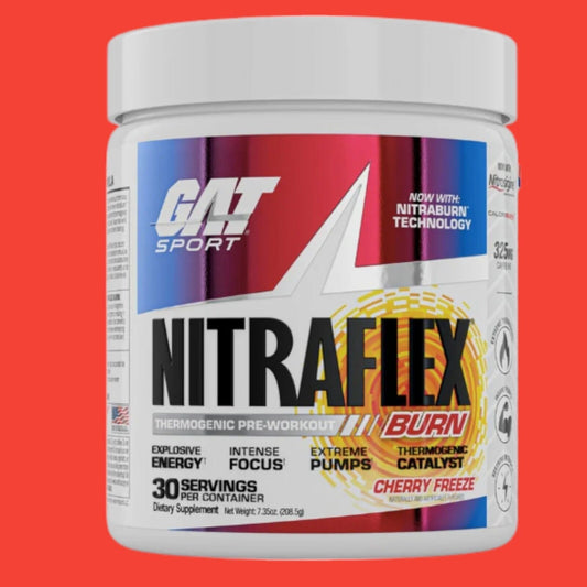GAT Sport NITRAFLEX Burn, Pre-Workout 30 Servings, Cherry Freeze