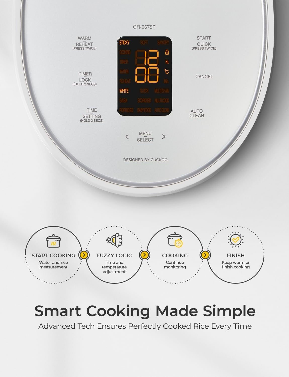 CUCKOO Rice Cooker 3 Cup Uncooked / 6 Cup Cooked, Modern Fuzzy Logic Rice Coo...