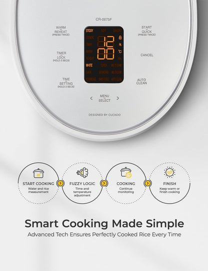 CUCKOO Rice Cooker 3 Cup Uncooked / 6 Cup Cooked, Modern Fuzzy Logic Rice Coo...