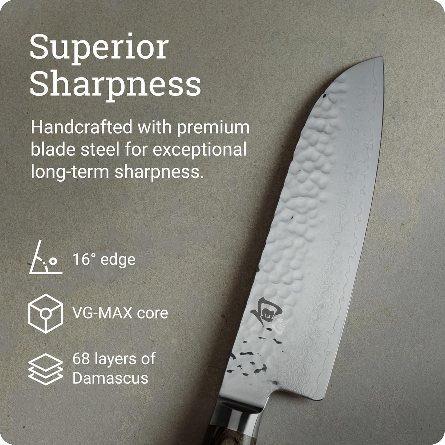 Shun Premier 7" Santoku Knife - TDM0702 - Walnut, Contoured Pakkawood Handles