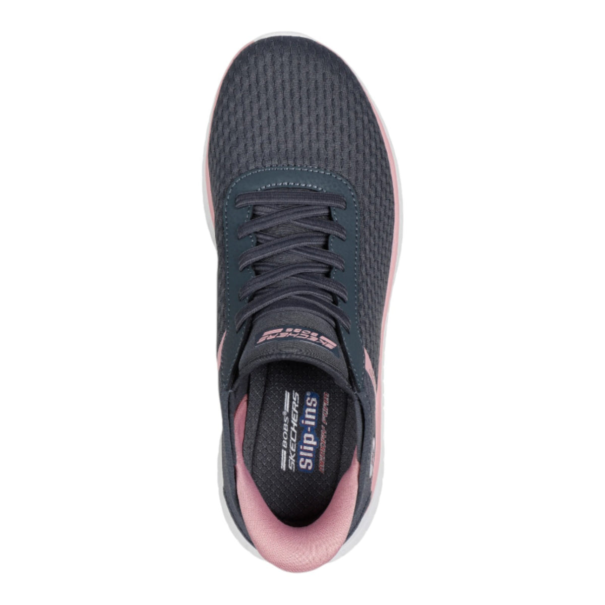 NEW WOMENS SKECHERS SLIP INS BOBS SPORT SQUAD CHAOS STROKE OF LUCK Gray MESH