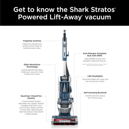 Shark - Stratos Upright Vacuum with DuoClean PowerFins HairPro, Self-Cleaning...