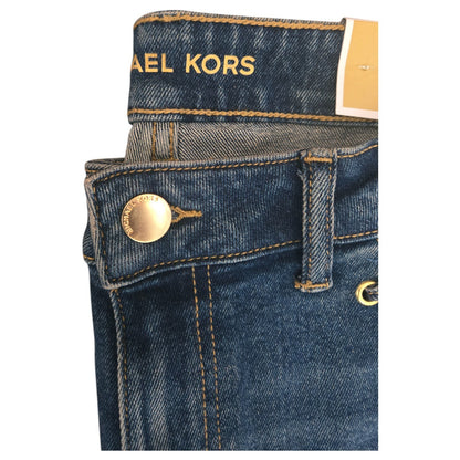 NWT MICHAEL KORS Selma Crop Flare High Rise Jeans | MK logo | Lake Blue Wash