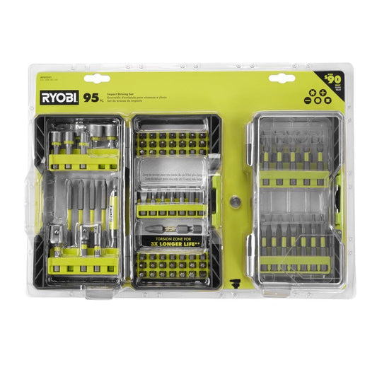 Ryobi 95 PC. Impact Drive Bit Set Philips Regular Torque Sockets