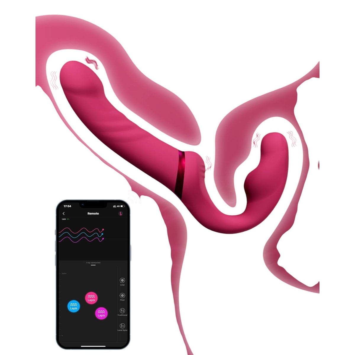 LOVENSE Lapis Strapless or Strap on Dildos G Spot Vibrator W/ App Control