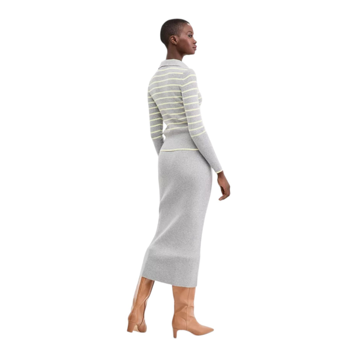 On 34th Women's  Gray Midi Bodycon Pencil Skirt Ribbed Sweater Knit
