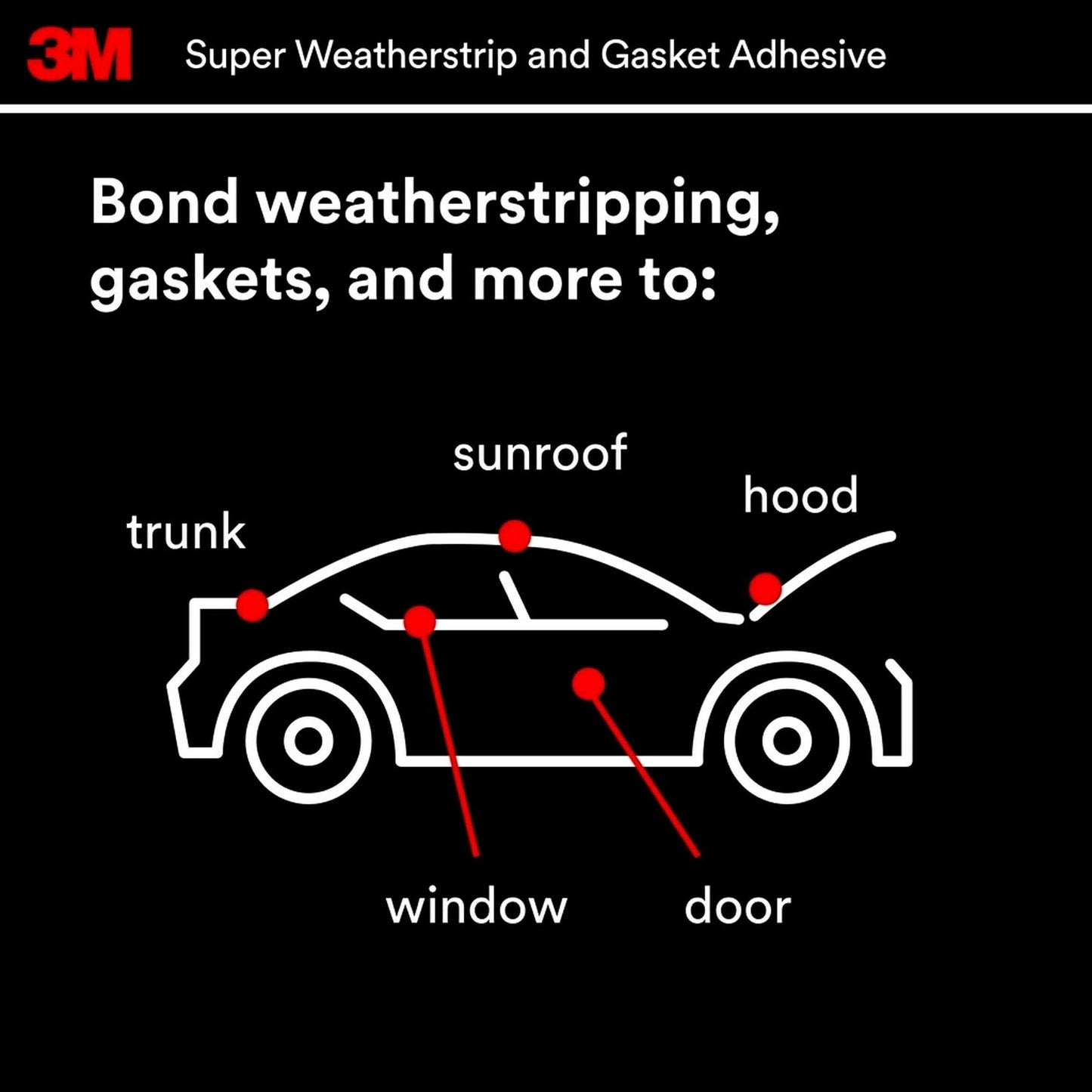 3M Black Super Weatherstrip and Gasket Adhesive, 08008, 5 fl oz, 1 Per Pack